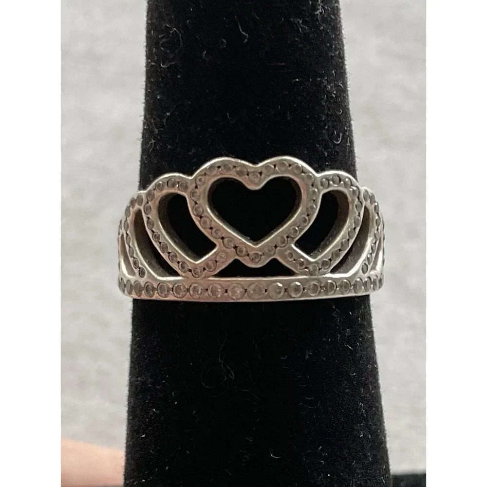 Pandora Hearts Tiara Ring ALE 925 Sterling Silver Size 4.5